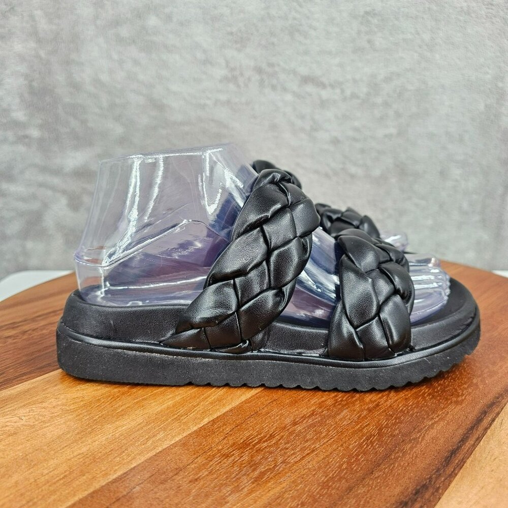 BP Urma Slide Sandals Black Cushy Braided Double Straps Grippy Soles Nordstrom - Picture 7 of 14